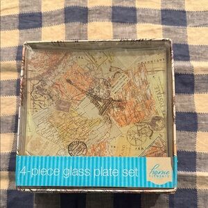 Element Map Design Glass Plates -Hors d 'oeuvres Set